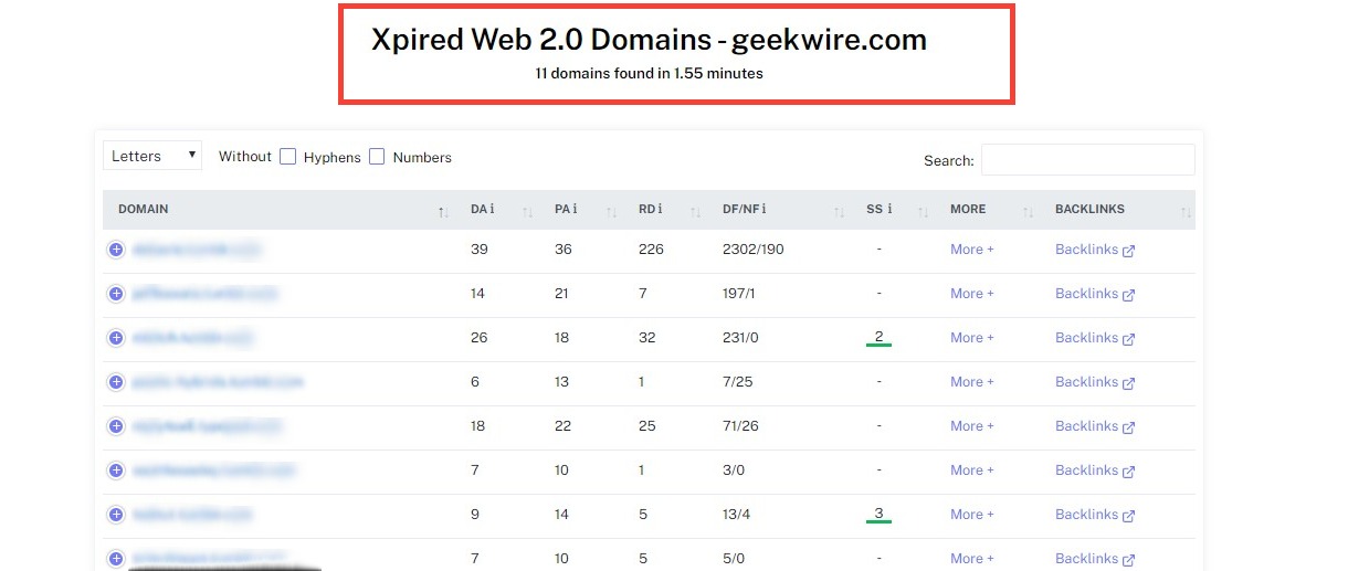 Screenshot of Xpired Web 2.0 Domain Finder (3)